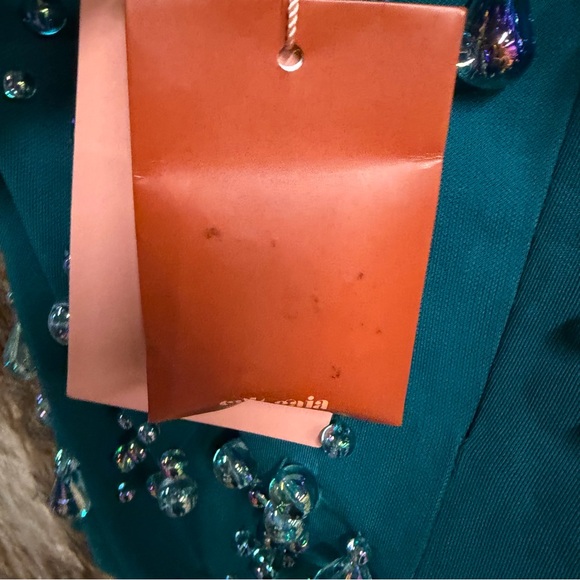 Cult Gaia Artemis Dress Seamoss Teal Embellished Mini beaded Revolve $1195 M - Picture 8 of 16